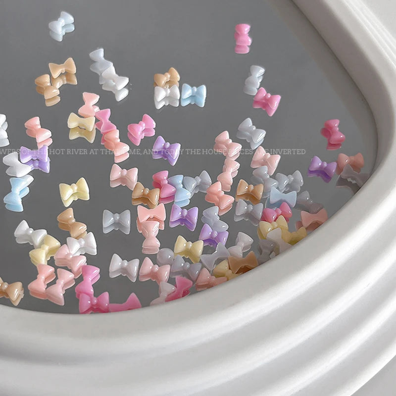 50-Pack Candy Color Resin Bow Nail Art Charms | DIY Decor Nail Art Charms QXL
