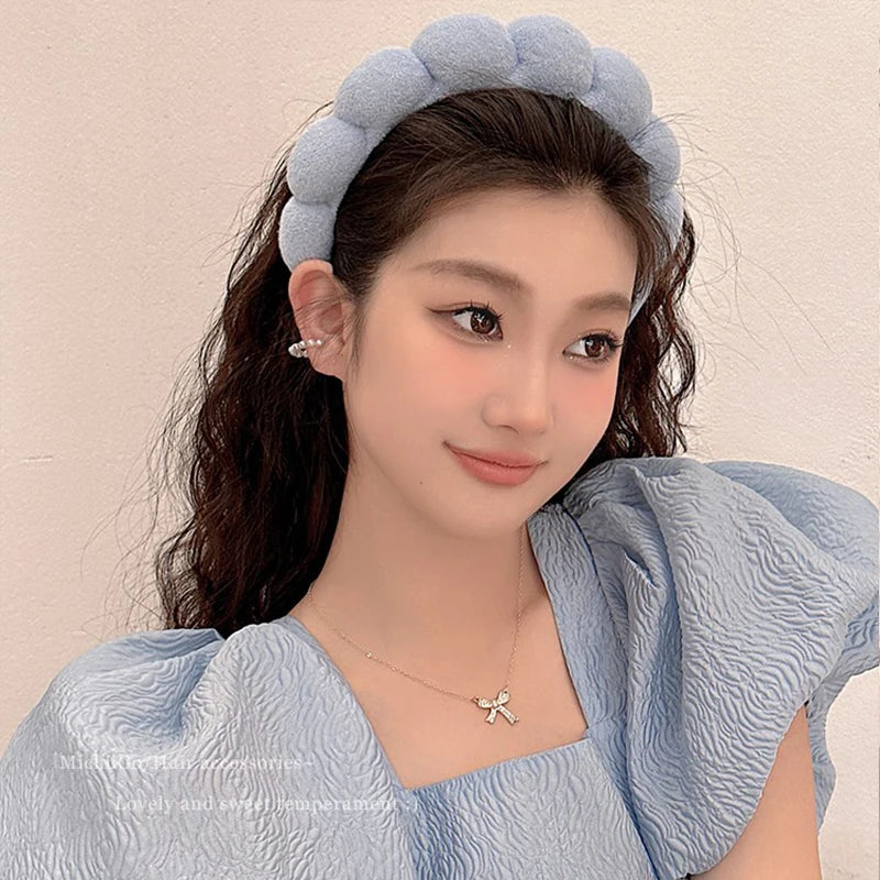 Puffy Spa Headband & Microfiber Wristband | Face Wash Set Spa Headband Set QXL