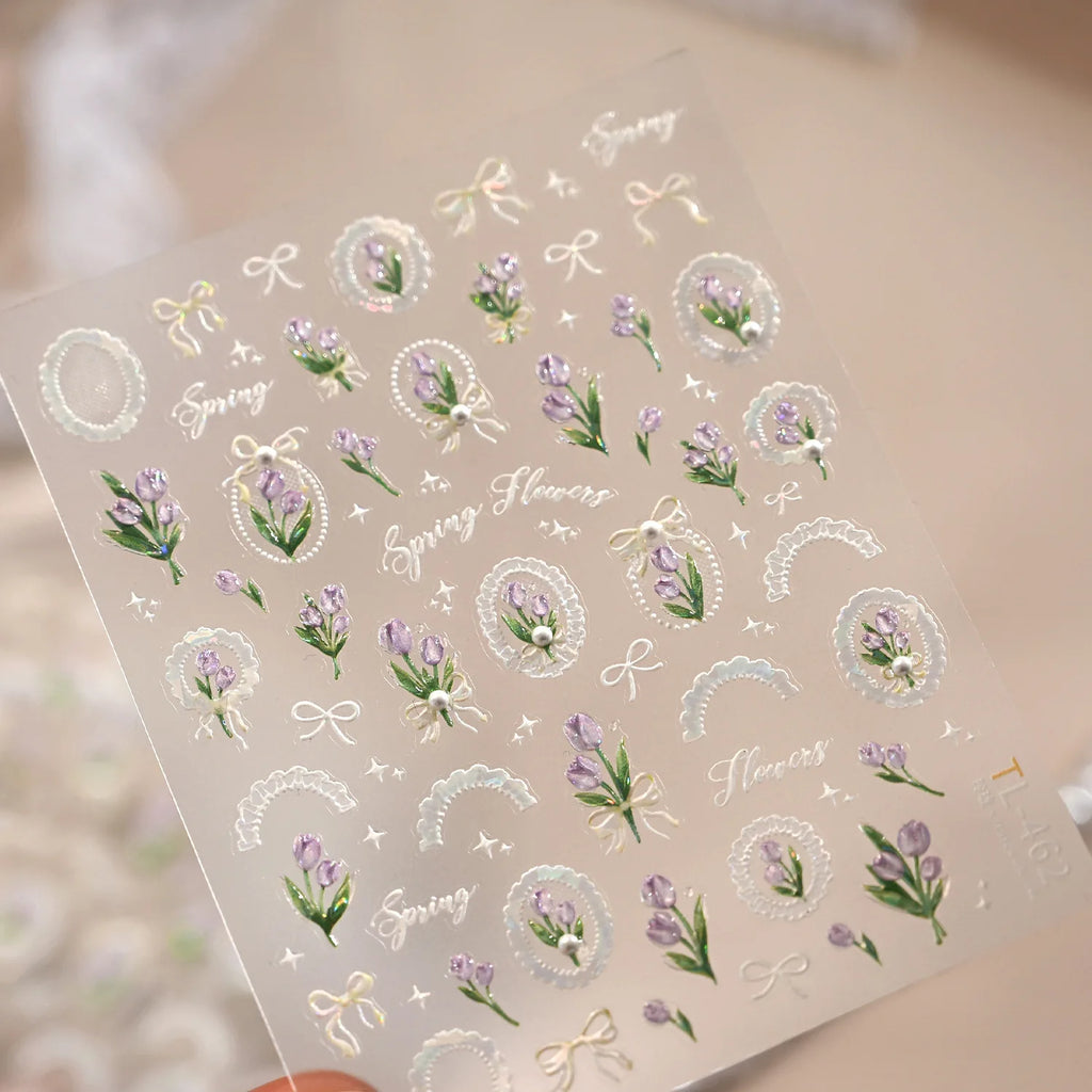 5D Embossed Nail Stickers – Bear, Cake & Heart Decals DIY Nail Art Stickers QXL TL-462