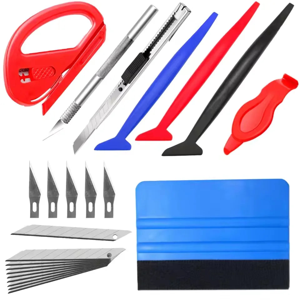 Car Vinyl Wrap Kit – Squeegee, Knife & Scraper Tool Set Vinyl Wrap Tool Kit QXL Kit 23Pcs