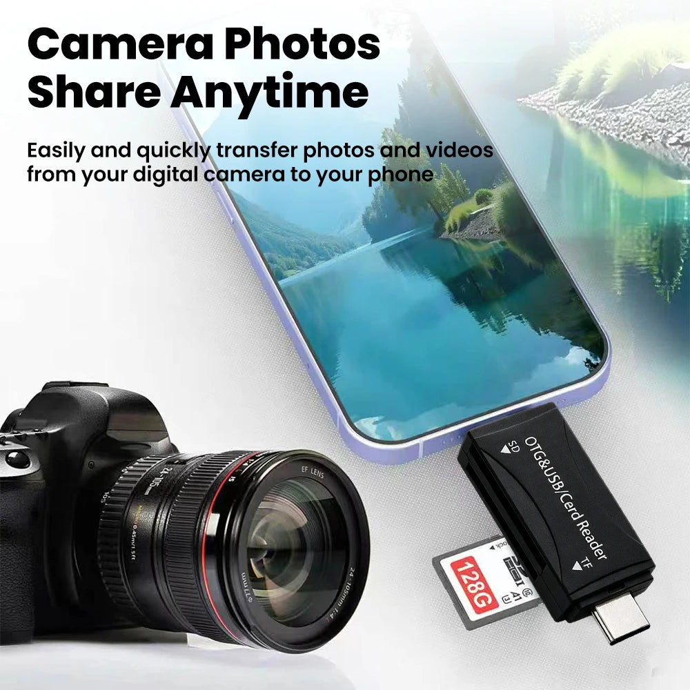2-in-1 USB-C & Micro USB SD/TF Card Reader – USB 2.0 Memory Card Reader QXL