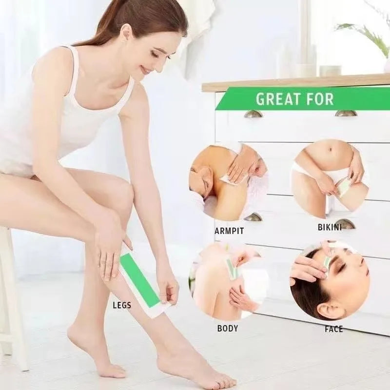 Aloe Cold Wax Strips 10-Pack | Body & Leg Hair Removal Cold Wax Strips QXL