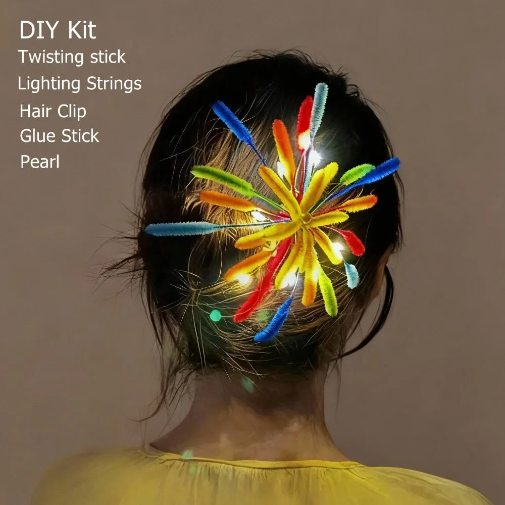 DIY Glow Color Strip Hair Clip | Handmade Flower Design Flower Hair Clip QXL Multicolor
