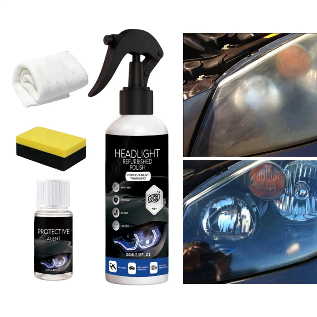Car Headlight Restoration Spray Kit – Removes Oxidation & Yellowing Headlight Restoration Kit QXL