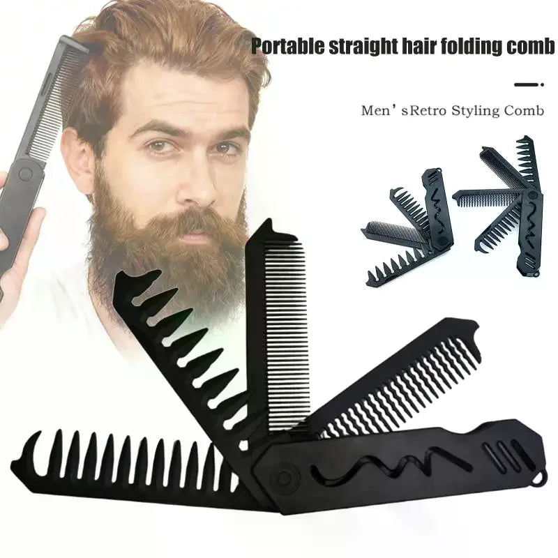 3-in-1 Folding Hair & Beard Comb | Wide & Fine Tooth Pocket Folding Hair Comb QXL