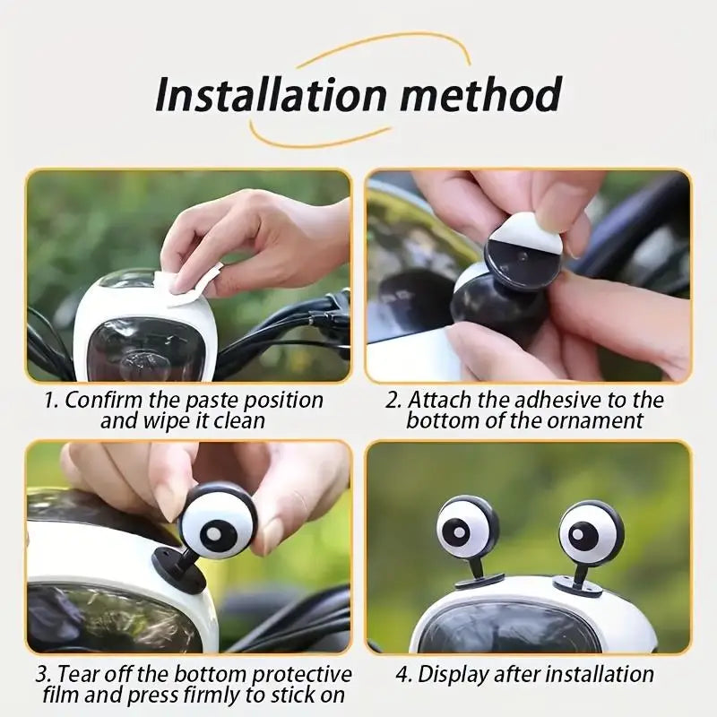 2-Pack Cute Eye Decorations for Cars, Motorcycles & Helmets Vehicle Eye Decorations QXL