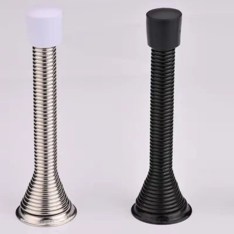 Heavy-Duty Spring Door Stopper 85mm – Anti-Pinch Brushed Metal Spring Door Stopper QXL