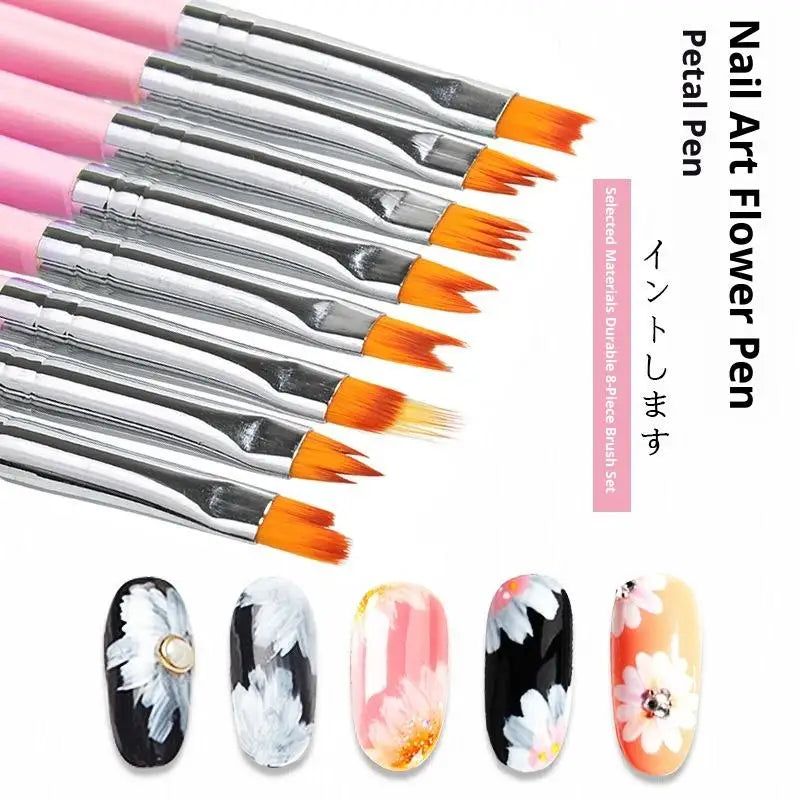 8-Piece Nail Art Brush Set | Gradient, Petal & Smudge Pens Nail Art Brush Set QXL