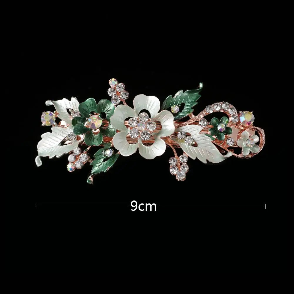 Crystal Flower Hair Clip | Tiara Resin Barrette for Women Crystal Hair Clip QXL