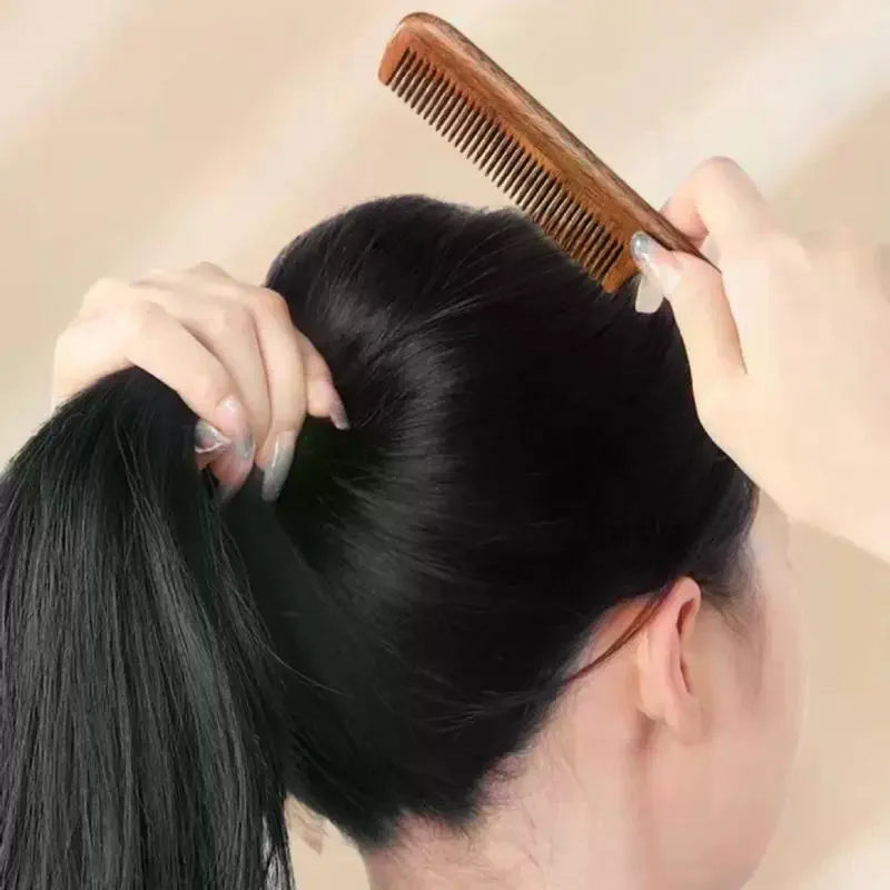 Natural Sandalwood Rat Tail Comb 20cm | Fine Tooth Anti-Static Wooden Hair Comb QXL