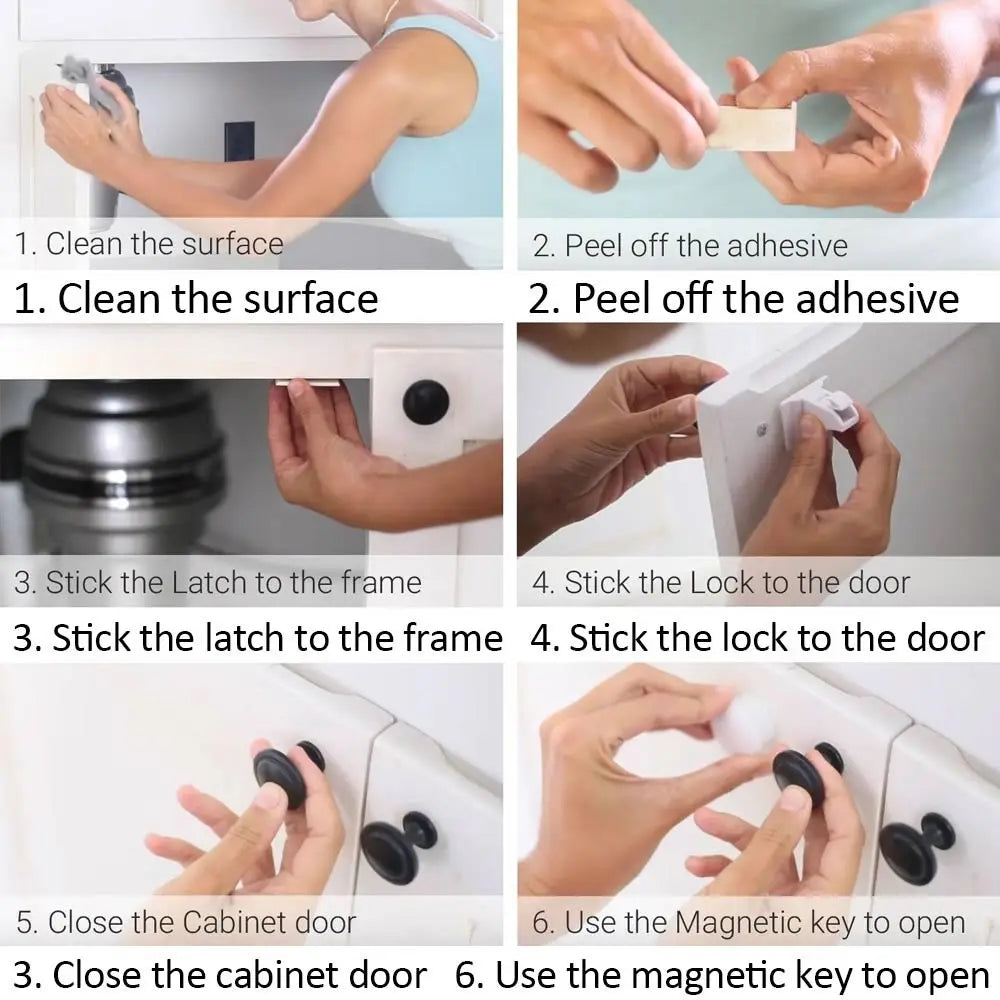 Magnetic Child Safety Cabinet Locks 12+3 Pack | Baby Drawer Latch Baby Cabinet Lock QXL