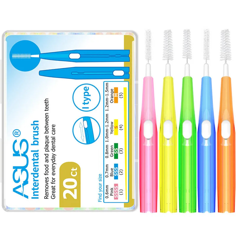 20-Pack Retractable Interdental Brushes | 5 Sizes 0.6–1.5mm Interdental Brush Set QXL
