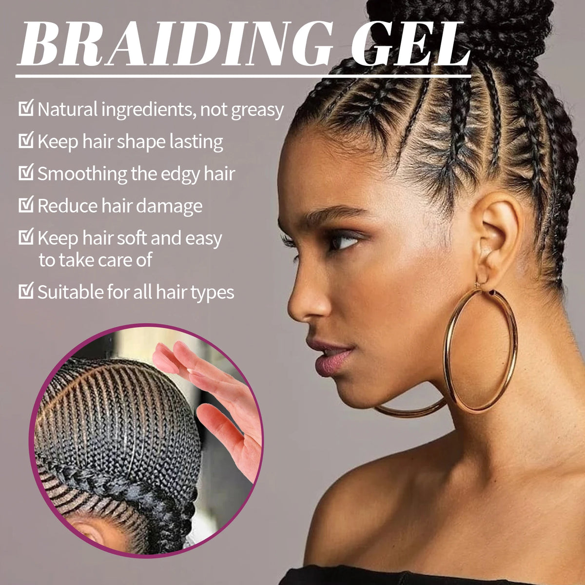 Jaysuing Braiding Gel Wax – Strong Hold Edge Control 100g Hair Braiding Gel QXL