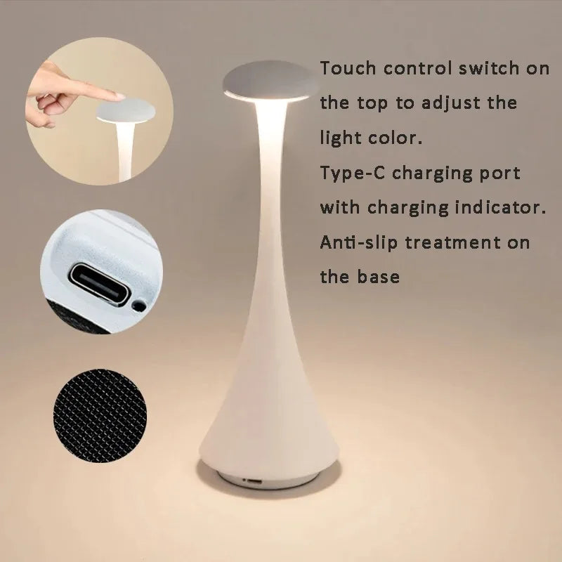 Mushroom Table Lamp | USB-C Rechargeable Touch Night Light LED Table Lamp QXL