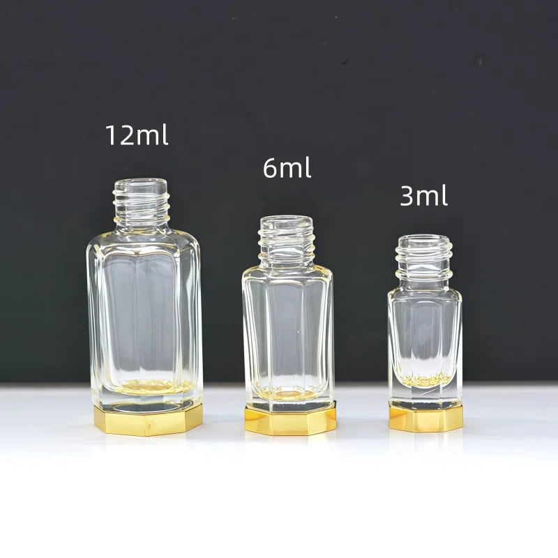 Luxury Glass Attar & Perfume Bottle | Zinc Alloy 3/6/12ml Perfume Oil Bottle QXL