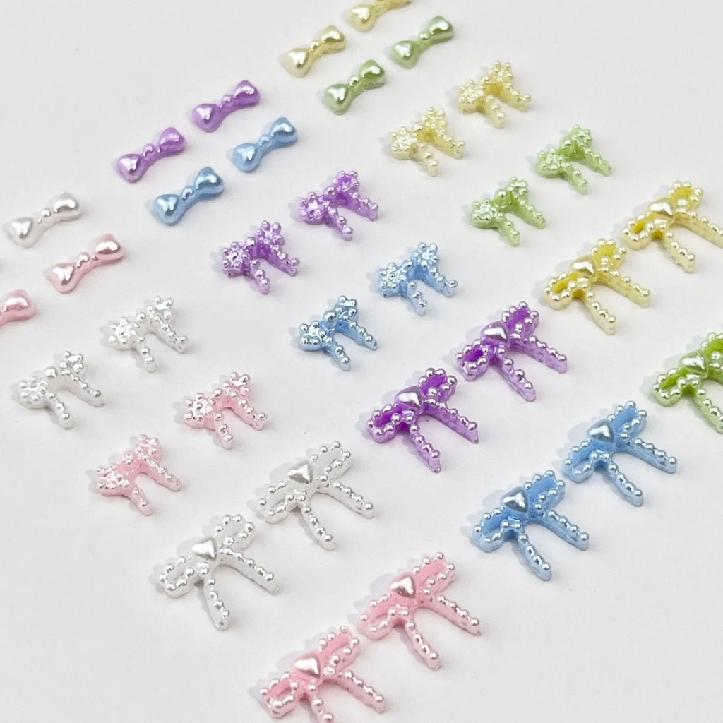 20-Pack 5D Resin Pearl Bow Nail Art Charms | Macaron Bowknot Nail Art Charms QXL