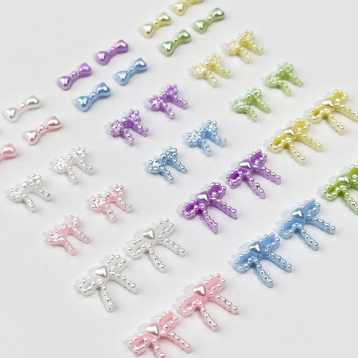20-Pack 5D Resin Pearl Bow Nail Art Charms | Macaron Bowknot Nail Art Charms QXL