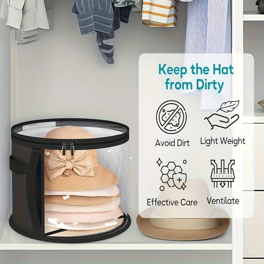 Extra-Large Foldable Hat Storage Box | Clear Window Hat Storage Box QXL