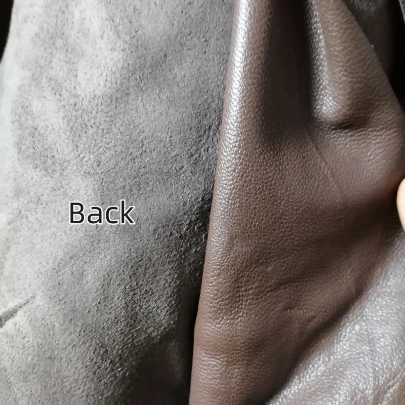 Dark Brown Sheepskin First Layer Real Leather Fabric | DIY Leather Craft Fabric QXL Dark brown 10x30cm China Mainland