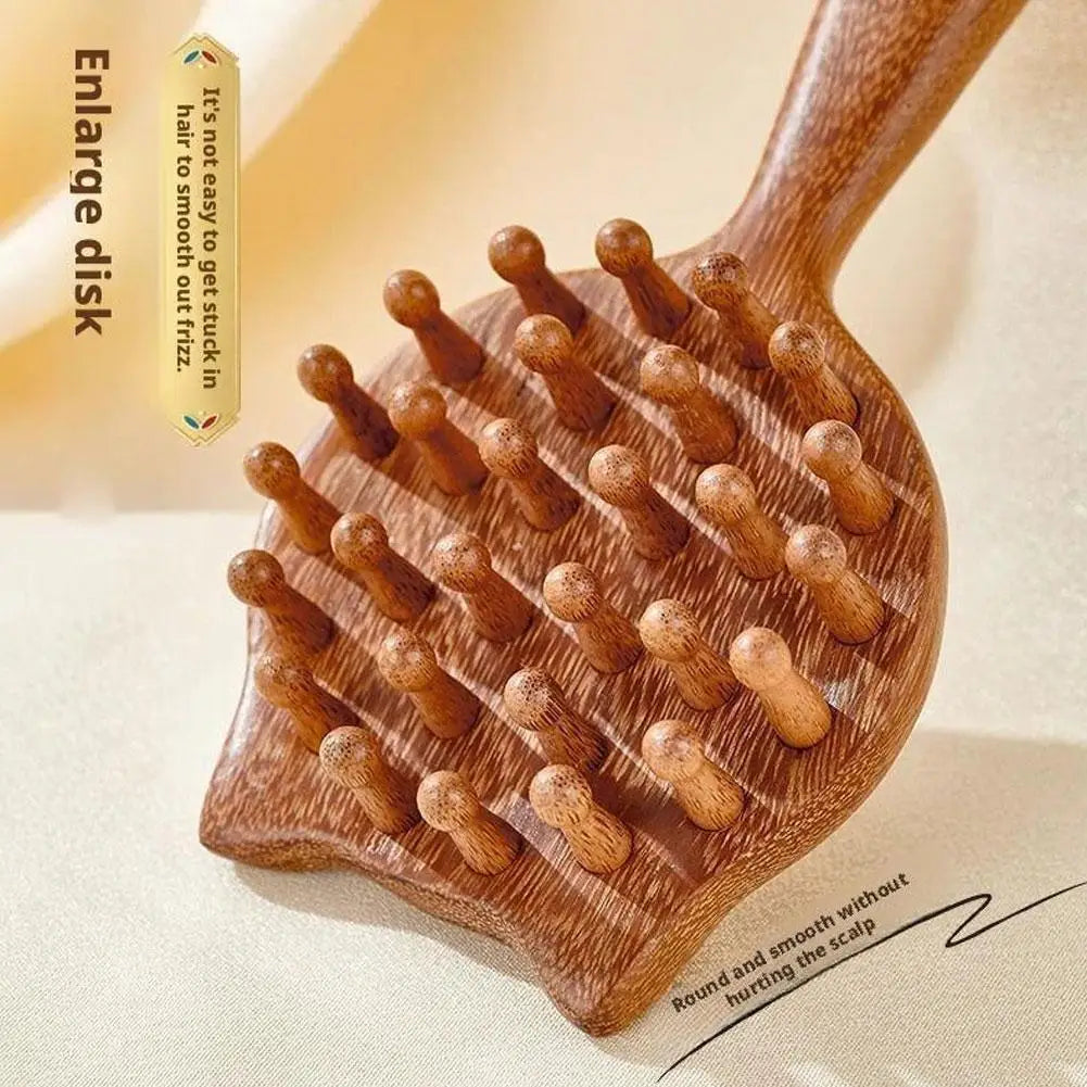 Kitten Cat Massage Comb | Sandalwood Wide Tooth Hair Comb Scalp Massage Comb QXL
