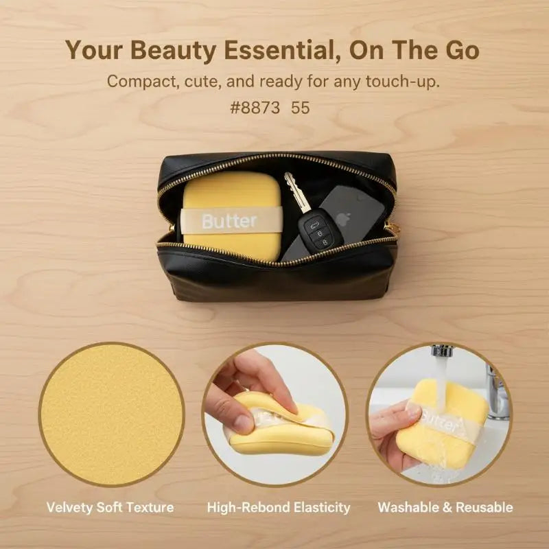 Butter Biscuit Air Cushion Puff | Double-Sided Foundation Sponge Makeup Sponge Puff QXL