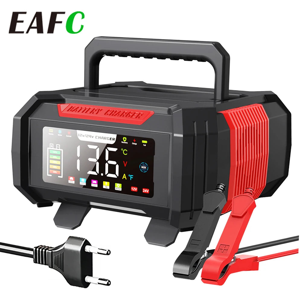 EAFC 15A Car Battery Charger 12V/24V | Lead-Acid & LiFePO4 Car Battery Charger QXL