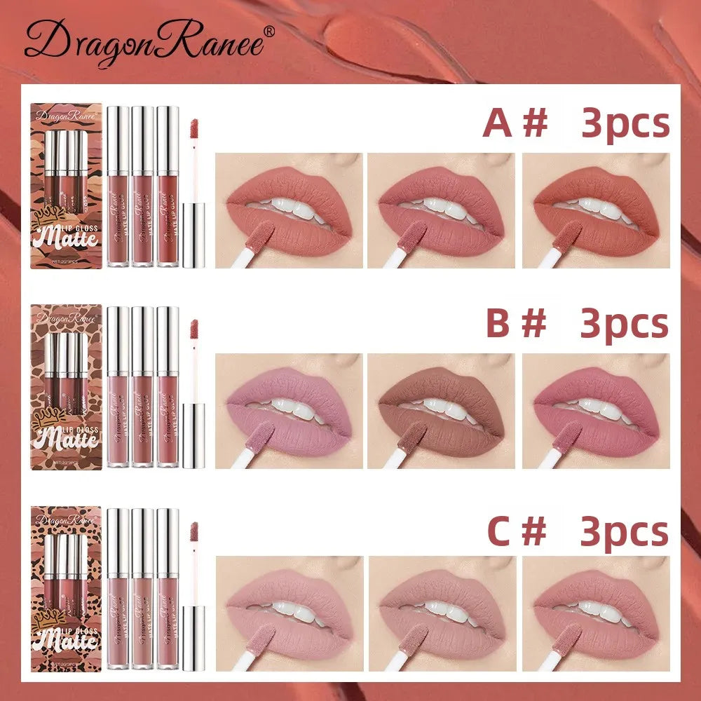Dragon Ranee 3-Pack Matte Liquid Lipstick Set | Long-Lasting Liquid Lipstick Set QXL