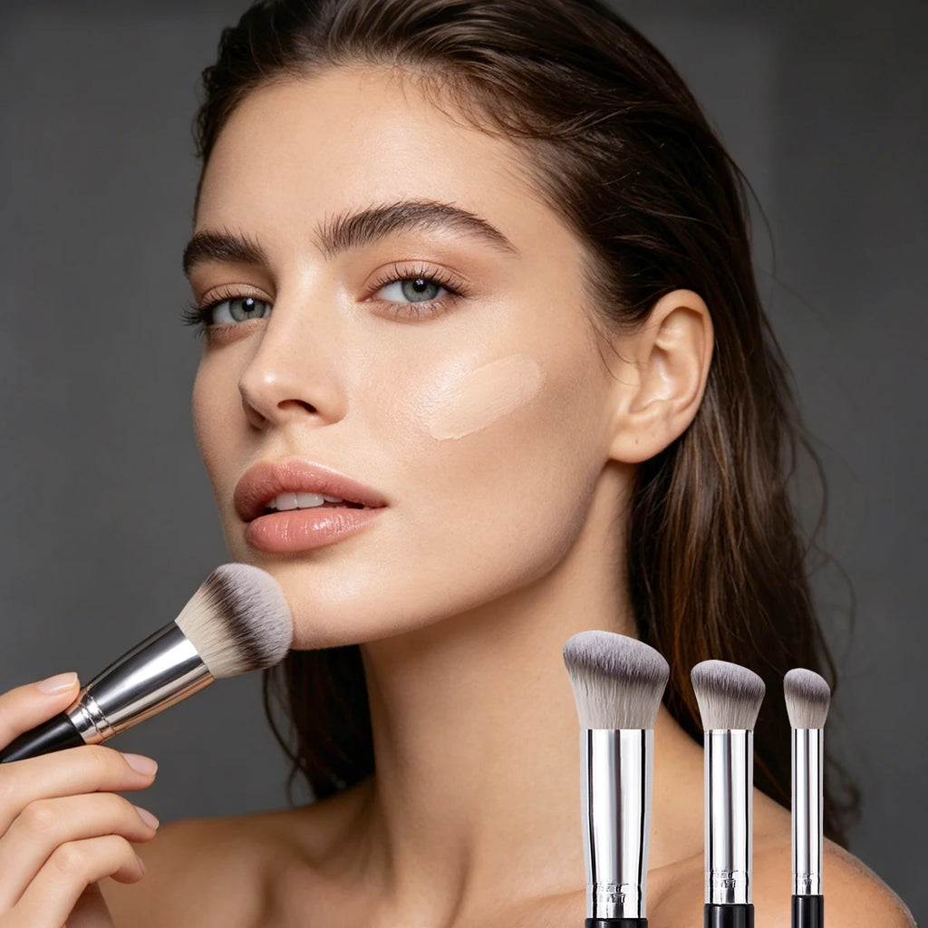 KOSSHOW 3-Pc Foundation & Concealer Brush Set | Flawless Finish Makeup Brush Set QXL