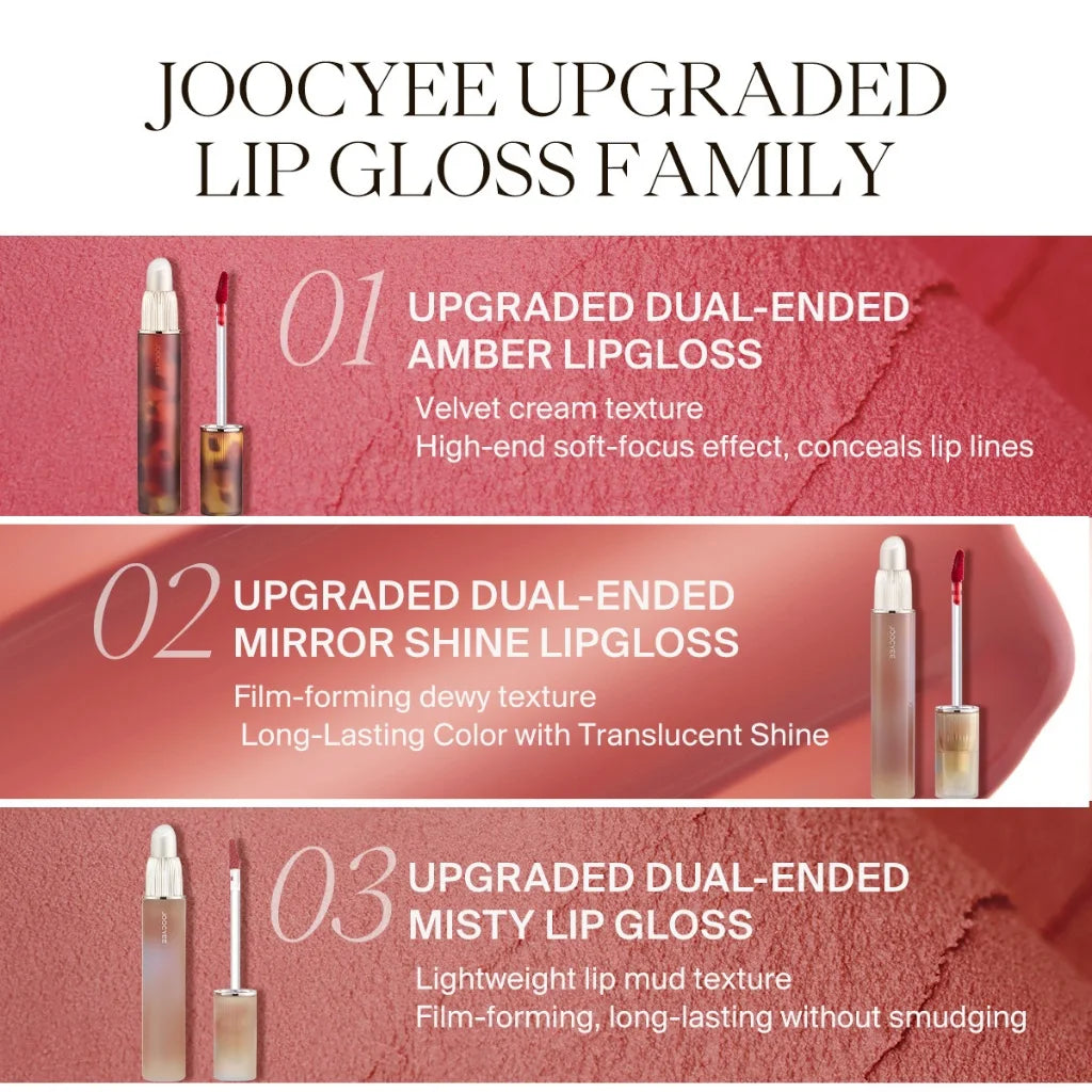 JOOCYEE Glazed Lip Gloss | Shiny Moisturizing Double-Ended Lip Gloss QXL
