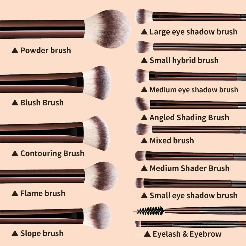 13-Pc Makeup Brush Set with Velvet Bag & 2 Puffs | Ronshadow Makeup Brush Set QXL