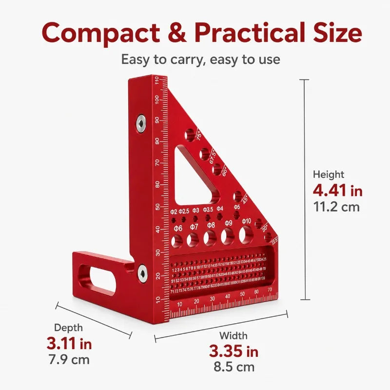 Aluminum Alloy Woodworking Triangle Square | Multi-Angle Ruler Carpenter Marking Square QXL
