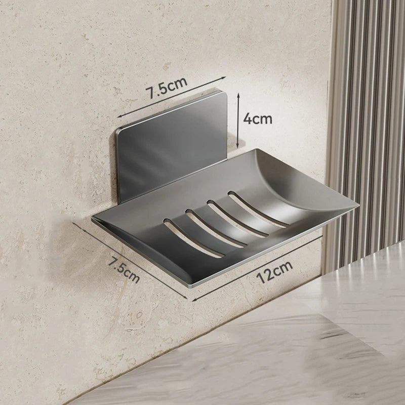 Wall-Mounted Carbon Steel Soap Dish Holder with Drainage Soap Dish Holder QXL Dark gray