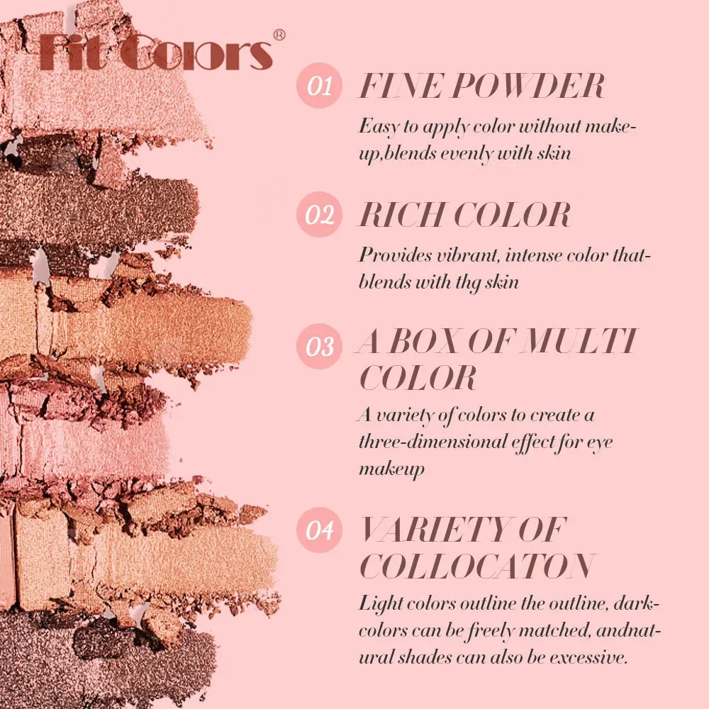 Fit Colors 12-Shade Matte & Shimmer Eyeshadow Palette | Contour Blush Eyeshadow Palette QXL