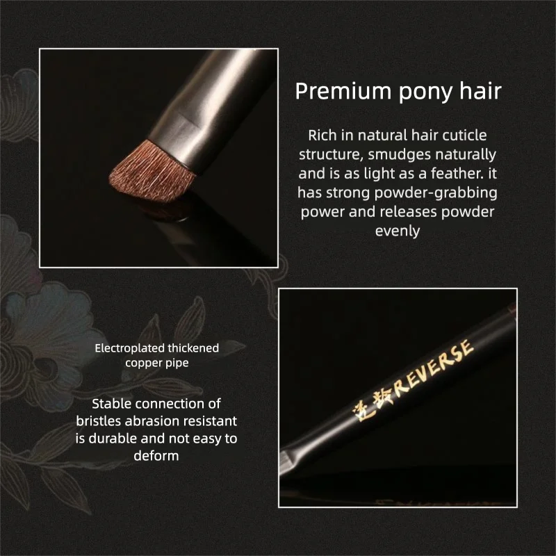 Sandalwood Slanted Eyelid Brush | Horsehair Eye Brush Eye Makeup Brush QXL