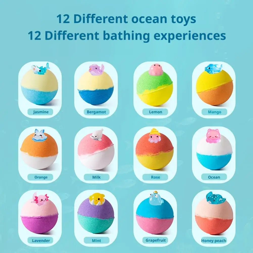 12-Pack Luxury Bath Bombs | Flowers, Essential Oils & Toy Surprise Bath Bomb Gift Set QXL