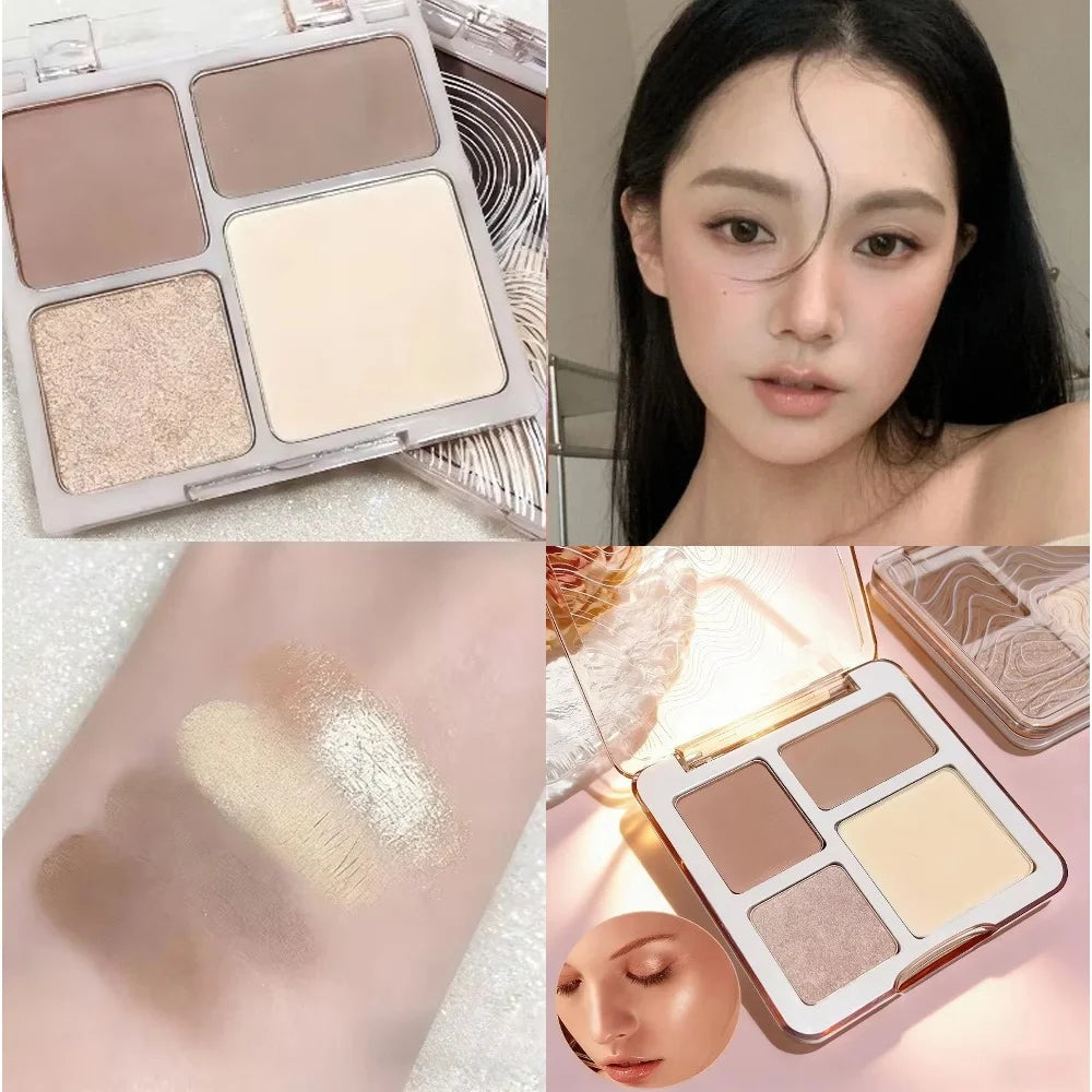 4-Color Highlighter & Contour Palette | 3D Matte Face Sculpting Highlighter Contour Palette QXL 4se gao guang-02