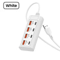 8-in-1 USB Charging Station 25W PD Multi-Port Desktop Hub Multi-Port USB Charger QXL 4U4C WHITE