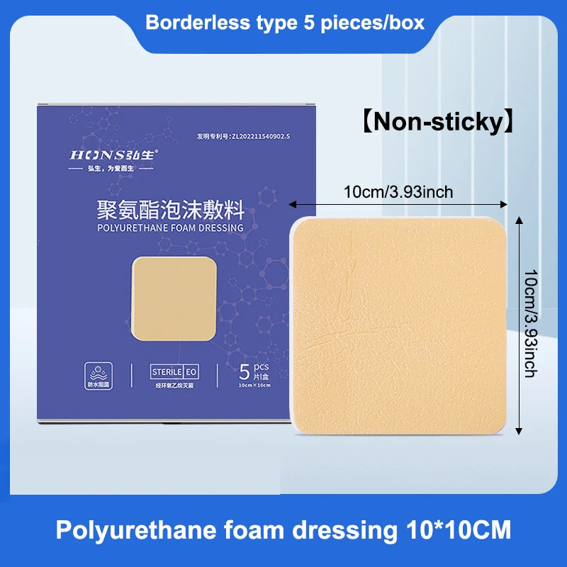 Foam Non-Adhesive Sterile Wound Dressing 10x10cm | 1-5 Pack Foam Wound Dressing QXL 5pcs