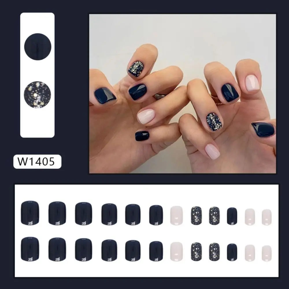 24-Pack Short Round Press-On Nails | French Aurora DIY Tips Press-On Nail Tips QXL
