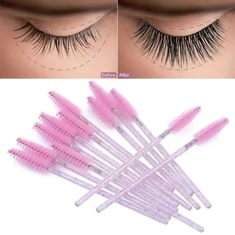 50/100/200-Pack Crystal Mascara Wands & Eyebrow Brush Set Mascara Wand Set QXL