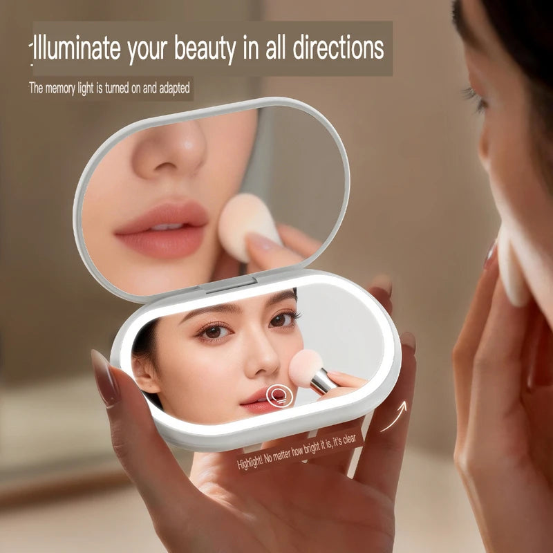 Foldable LED Smart Makeup Mirror | Portable Handheld Lit Mirror LED Makeup Mirror QXL