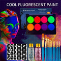 UV Glow Face & Body Paint Set | 8 Colors + Brush, 5-Pack UV Face Body Paint QXL SRXYC-8-TZ-10-0103