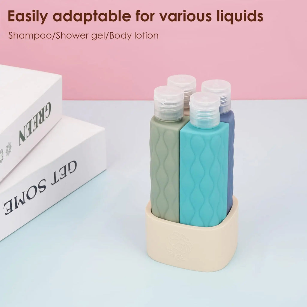 4-in-1 TSA Approved Silicone Travel Bottles for Toiletries Travel Bottle Set QXL
