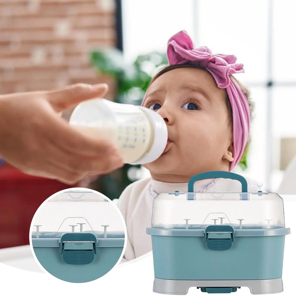 Baby Bottle Organizer Rack with Dustproof Cover | Dishwasher Safe Baby Bottle Organizer QXL