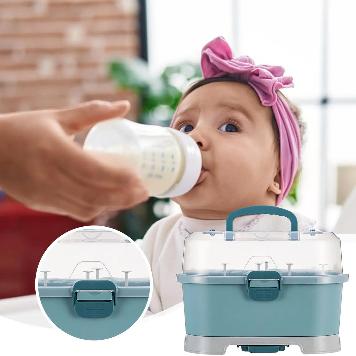 Baby Bottle Organizer Rack with Dustproof Cover | Dishwasher Safe Baby Bottle Organizer QXL