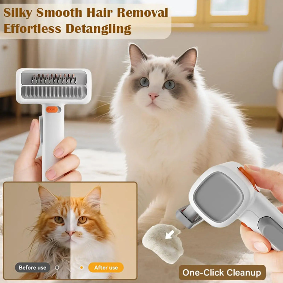 2-in-1 Pet Dematting & Deshedding Comb for Cats & Dogs Pet Grooming Comb QXL