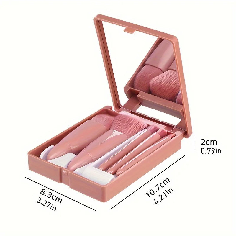 5-Piece Mini Travel Makeup Brush Set – Soft & Portable Travel Makeup Brush Set QXL