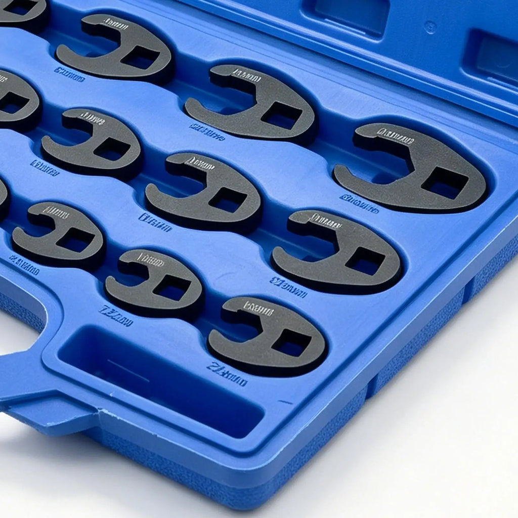 15-Piece Crowfoot Wrench Set | Stainless Steel 8–24mm Metric Crowfoot Wrench Set QXL