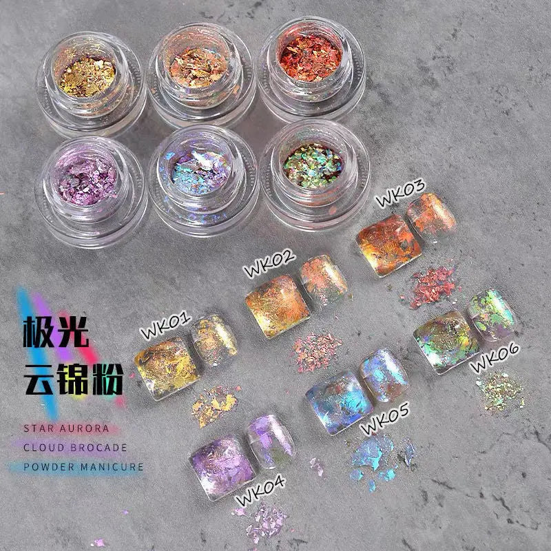 Opal Nail Glitter Powder | Holographic Snow Velvet Effect Nail Glitter Powder QXL