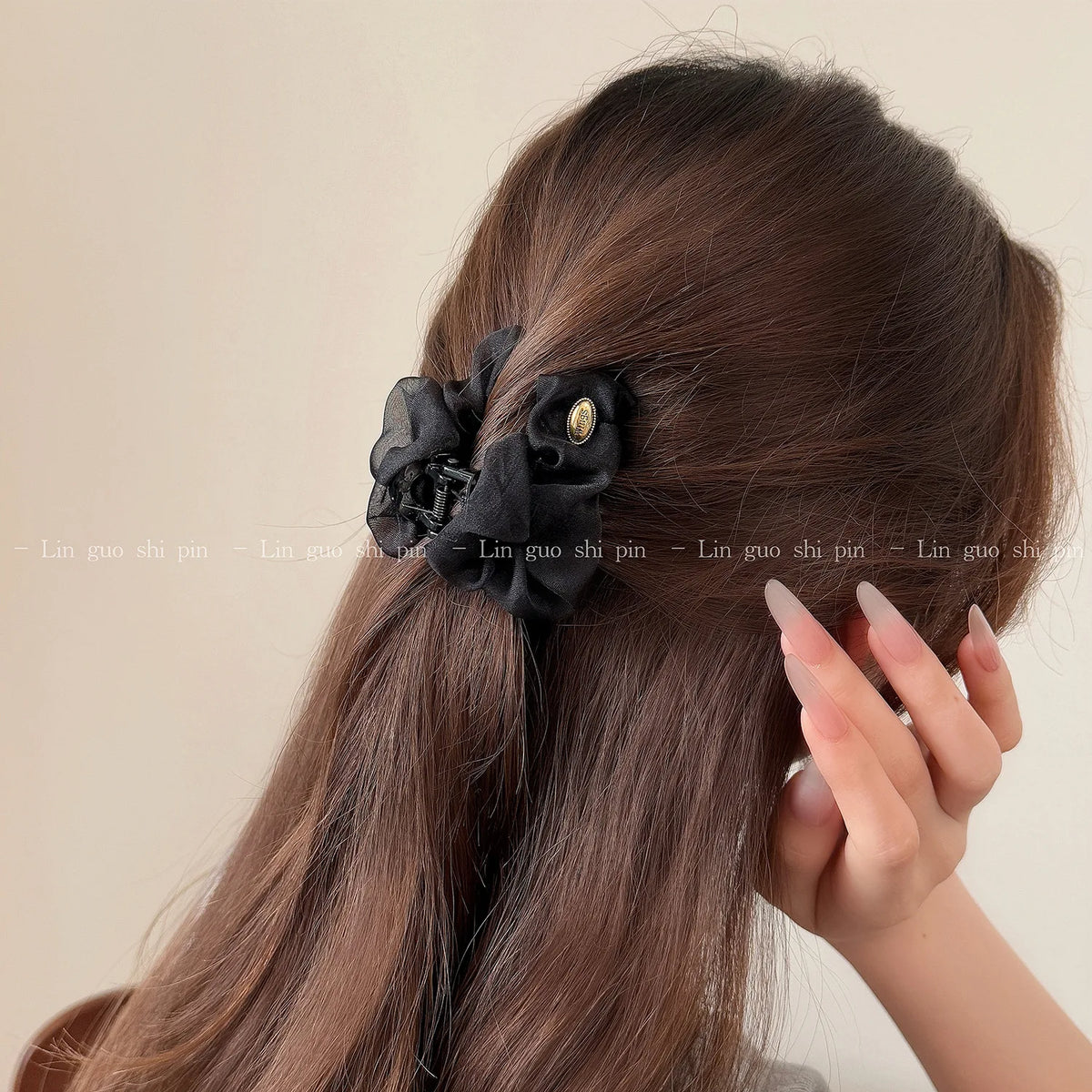 Mesh Pleated Half-Up Shark Claw Clip | Elegant Hair Clip Hair Claw Clip QXL